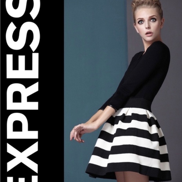 Express Skinny Stripe Bandage Skater Skirt size 10 - Picture 4 of 4